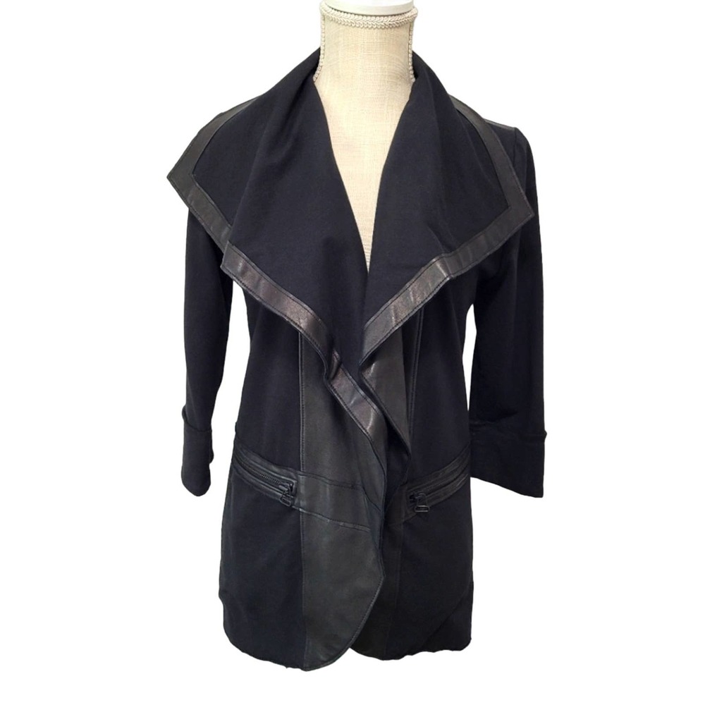Alice + Olivia Black Jacket with Leather Trim